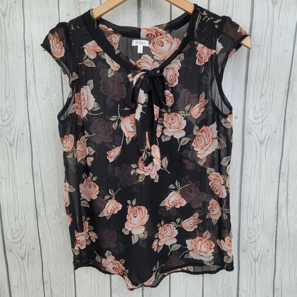 Marisol Tops - Marisol Sheer Floral Top S
